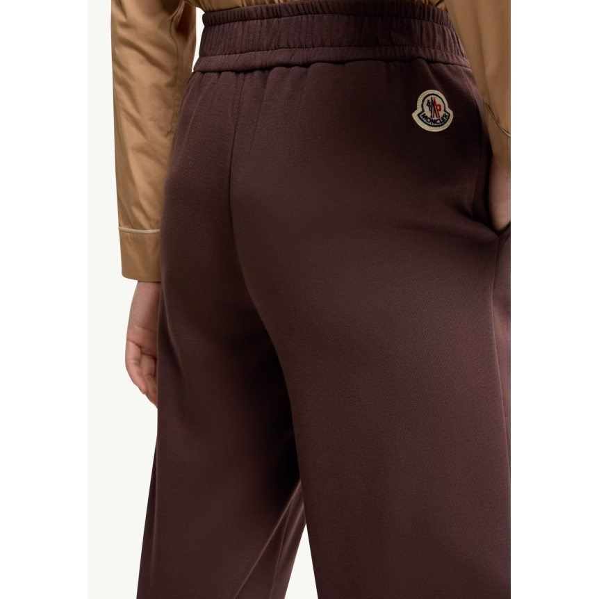 Pantalon de survêtement droit MONCLER jogging en coton mélangé marron avec logo taille élastique