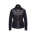 Cardigan zippé matelassé en laine et cachemire mélangés bleu marine