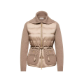 Cardigan zippé matelassé en laine et cachemire mélangés marron taupe