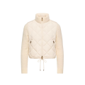 Cardigan matelassé losange zippé en coton mélangé écru bouclette manche col