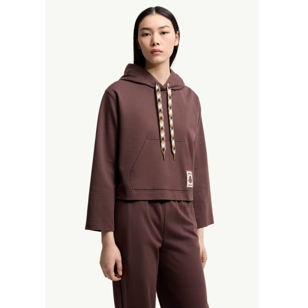 Sweat shirt à capuche MONCLER en coton mélangé marron cordon carreaux