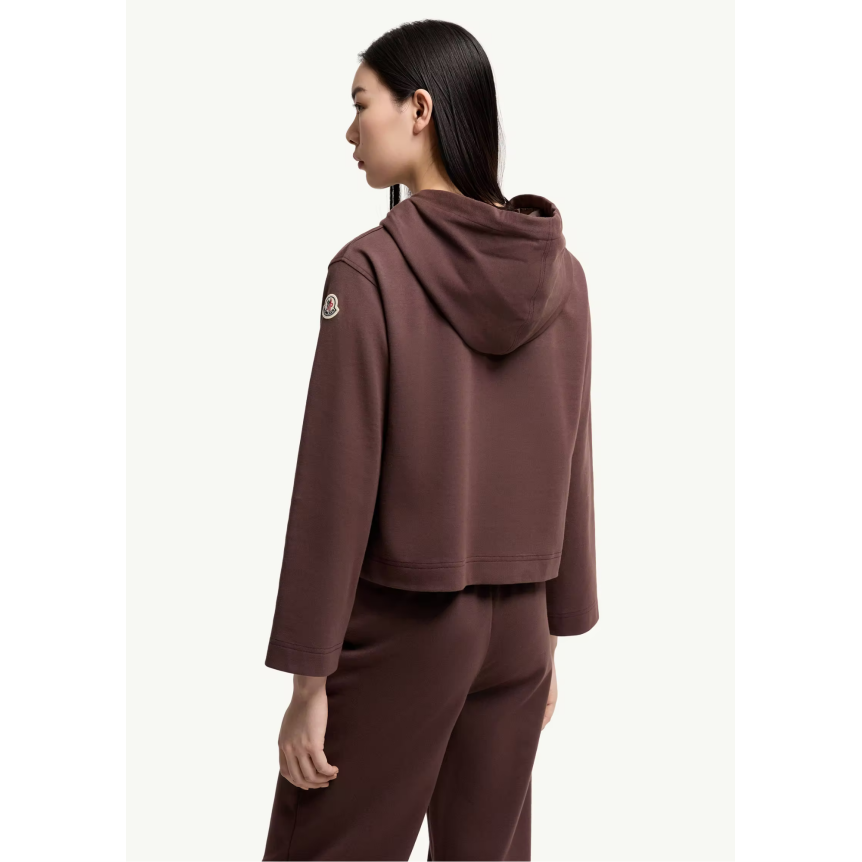 Sweat shirt à capuche MONCLER en coton mélangé marron cordon carreaux