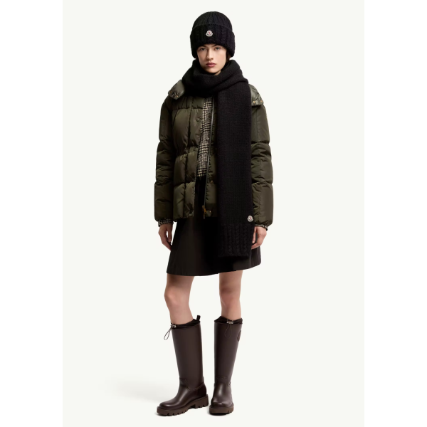 Écharpe MONCLER en maille d’alpaga mélangée torsade noir logo