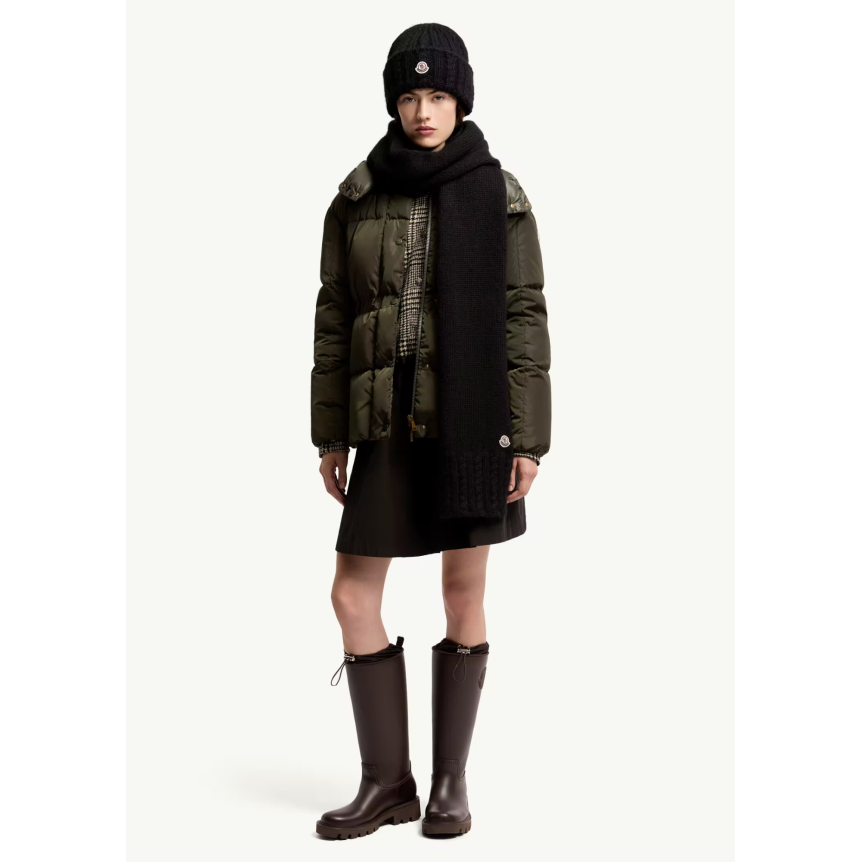 Écharpe MONCLER en maille d’alpaga mélangée torsade noir logo