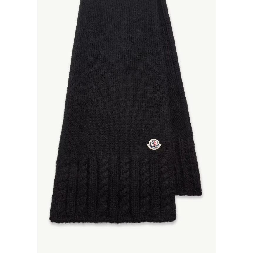 Écharpe MONCLER en maille d’alpaga mélangée torsade noir logo