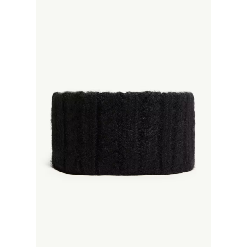 Bandeau MONCLER en laine alpaga mélangé à maille torsadée noir logo