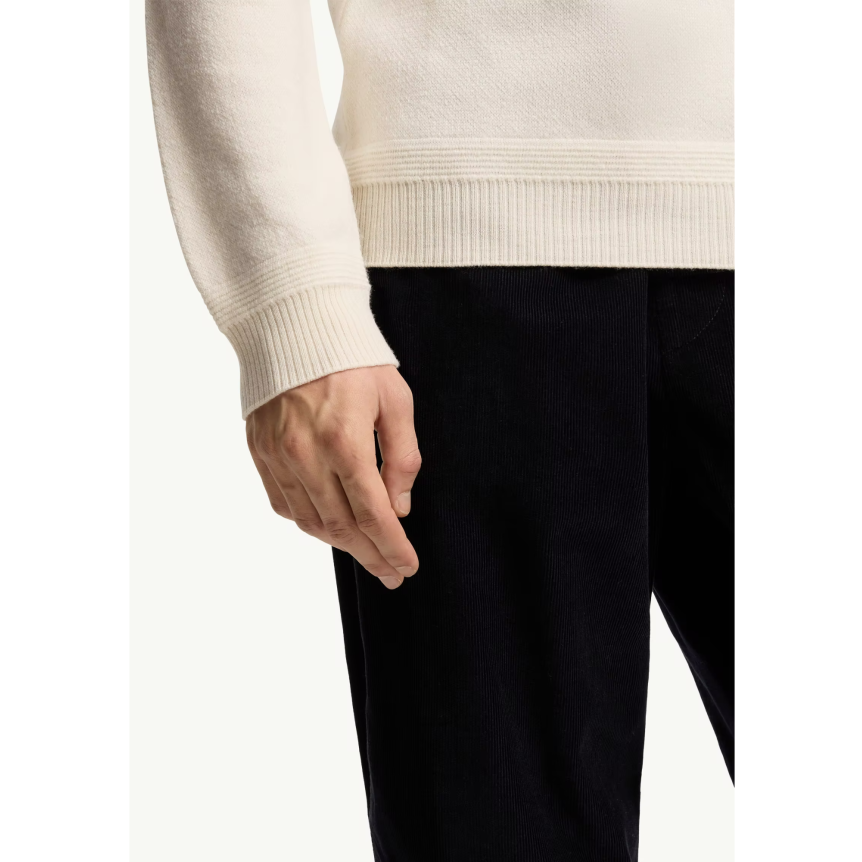 Pull col rond MONCLER laine vierge écru poche manche nylon