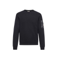 Pull col rond laine vierge bleu marine poche manche nylon
