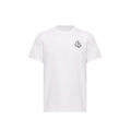 T-shirt col rond en jersey de coton blanc à empiècement logo noir