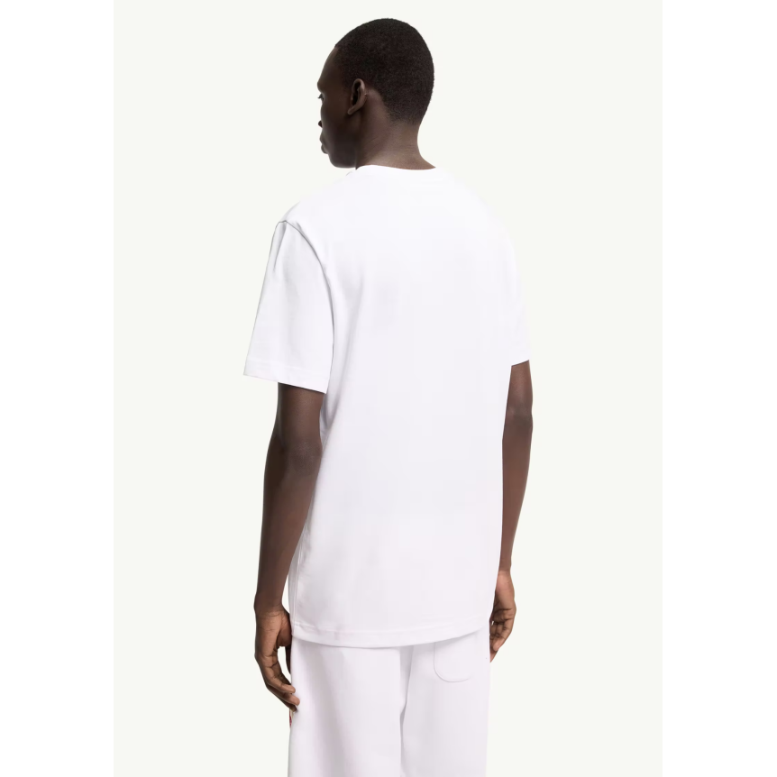 T-shirt col rond MONCLER en jersey de coton blanc à empiècement logo noir