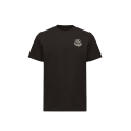T-shirt col rond en jersey de coton noir à empiècement logo blanc