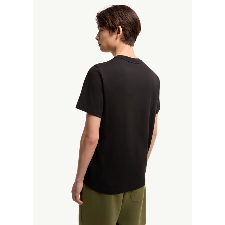 T-shirt col rond MONCLER en jersey de coton noir à empiècement logo blanc