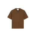 T-shirt col rond jersey de coton épais marron gros cœur embossé marron