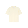 T-shirt col rond jersey de coton épais ivoire gros cœur embossé ivoire