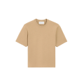 T-shirt col rond coton beige logo coeur embossé beige