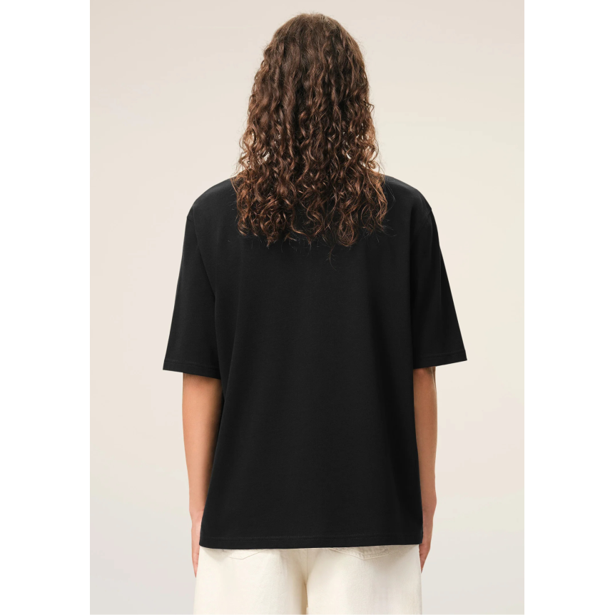 T-shirt col rond AMI Paris coton noir logo coeur embossé noir