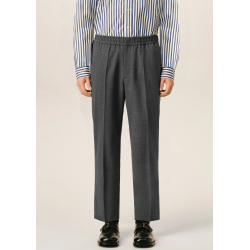 Pantalon AMI Paris en sergé de laine flanelle gris taille élastique