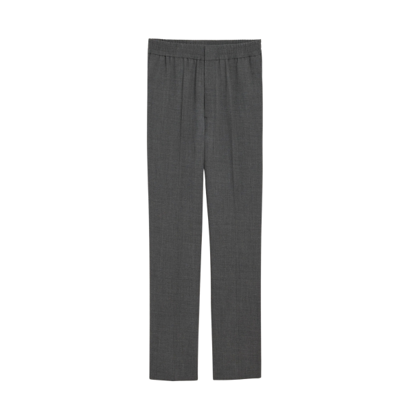 Pantalon AMI Paris en sergé de laine flanelle gris taille élastique