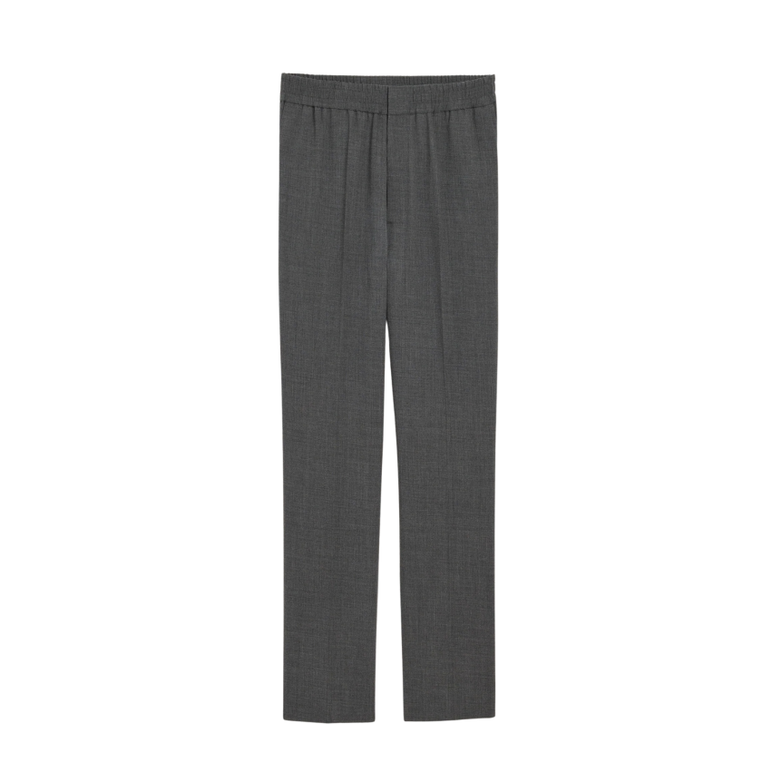 Pantalon AMI Paris en sergé de laine flanelle gris taille élastique