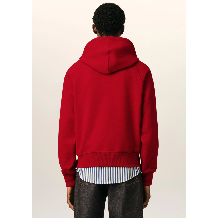 Sweat-shirt à capuche AMI Paris molleton de coton rouge feutrine AMI PARIS blanc