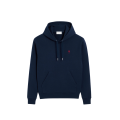 Sweat-shirt à capuche molleton de coton non gratté bleu marine broderie cœur rouge