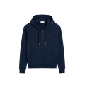 Sweat-shirt zippé à capuche Cardigan coton bleu marine broderie coeur rouge