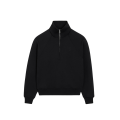 Sweatshirt demi zip col en molleton de coton non gratté noir cœur noir embossé