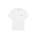 T-shirt col rond manche courte jersey de coton blanc broderie cœur noir