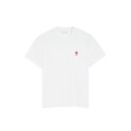 T-shirt manche courte col rond jersey de coton blanc broderie cœur rouge