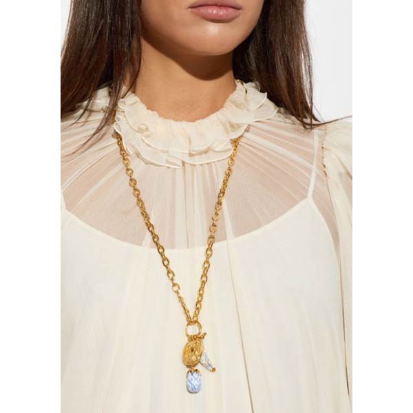 Collier pendentif CHLOE Bloomcraft laiton doré motif botanique feuille