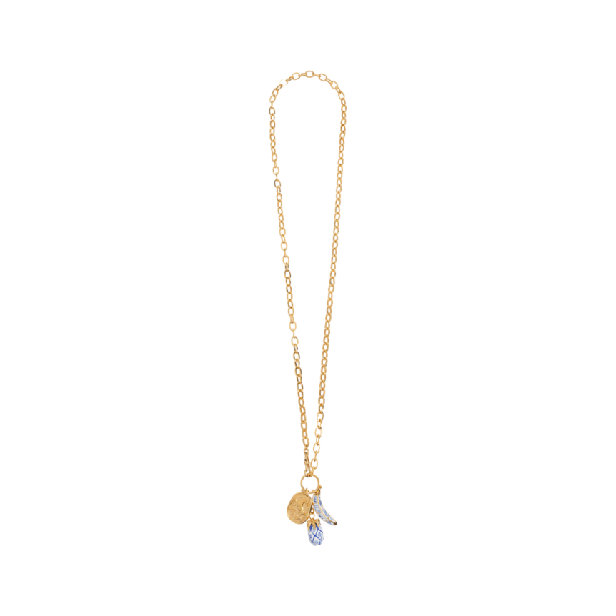 Collier pendentif CHLOE Bloomcraft laiton doré motif botanique feuille