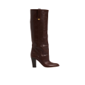Bottes à talon Anouk cuir veau marron chocolat bride métal doré