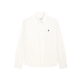 Chemise à col boutonné Oxford en coton blanc broderie cœur noir