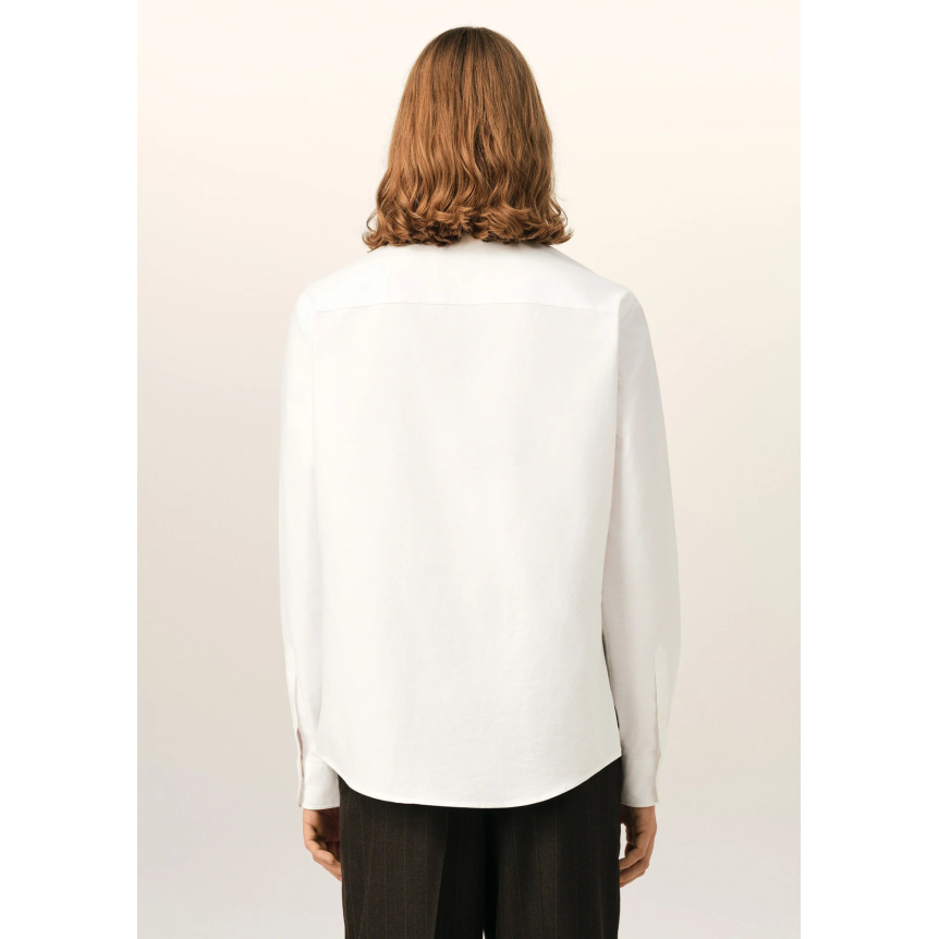 Chemise à col boutonné Oxford AMI Paris en coton blanc broderie cœur noir