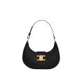Sac porté Epaule Ava médium demi lune cuir veau lisse noir triomphe doré