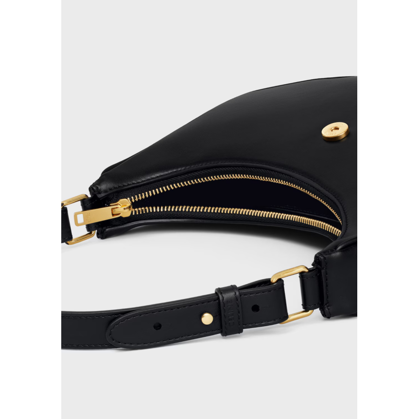 Sac porté Epaule CELINE Ava médium demi lune cuir veau lisse noir triomphe doré