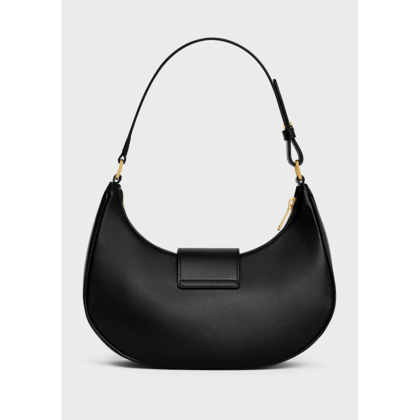 Sac porté Epaule CELINE Ava médium demi lune cuir veau lisse noir triomphe doré