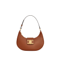 Sac porté Epaule Ava médium demi lune cuir veau lisse tan marron triomphe doré