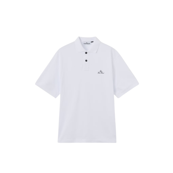 Polo STONE ISLAND manche courte en piqué de coton bio blanc broderie héritage