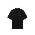 Polo manche courte en piqué de coton bio noir broderie héritage