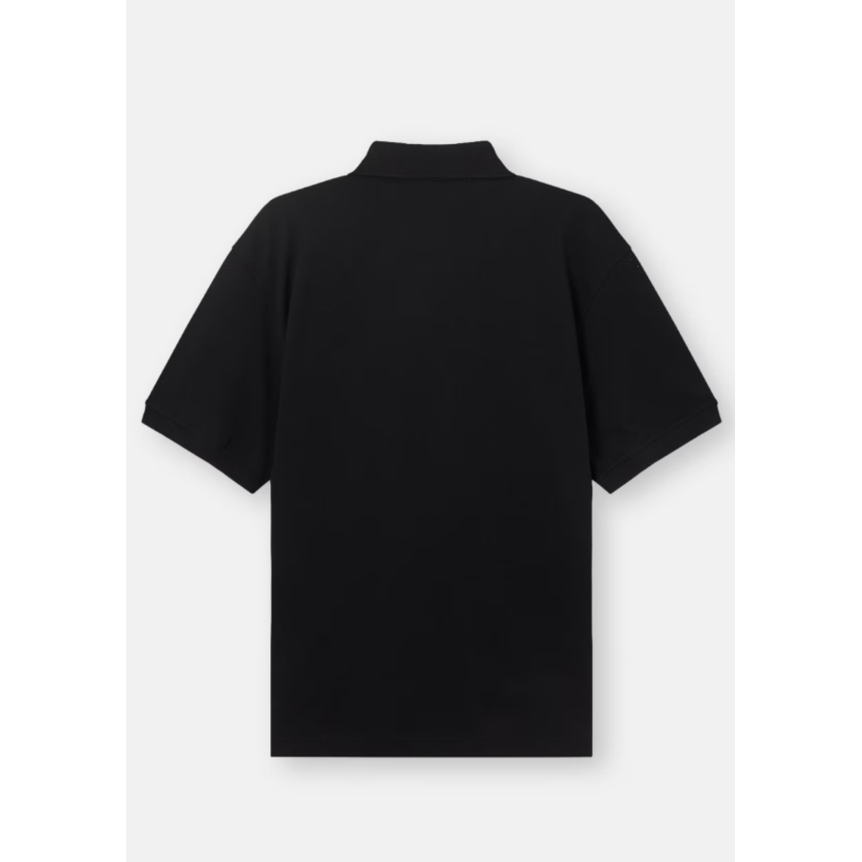 Polo manche courte STONE ISLAND en piqué de coton bio noir broderie héritage