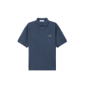 Polo manche courte en piqué de coton bio bleu acier broderie héritage