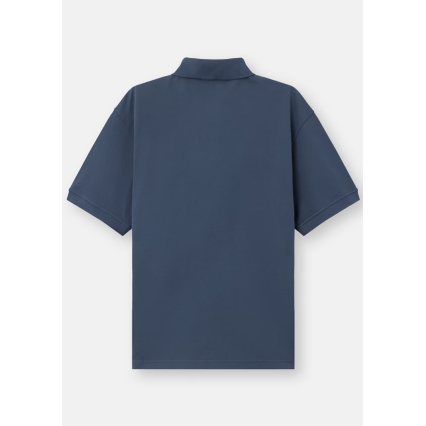 Polo manche courte STONE ISLAND en piqué de coton bio bleu acier broderie héritage