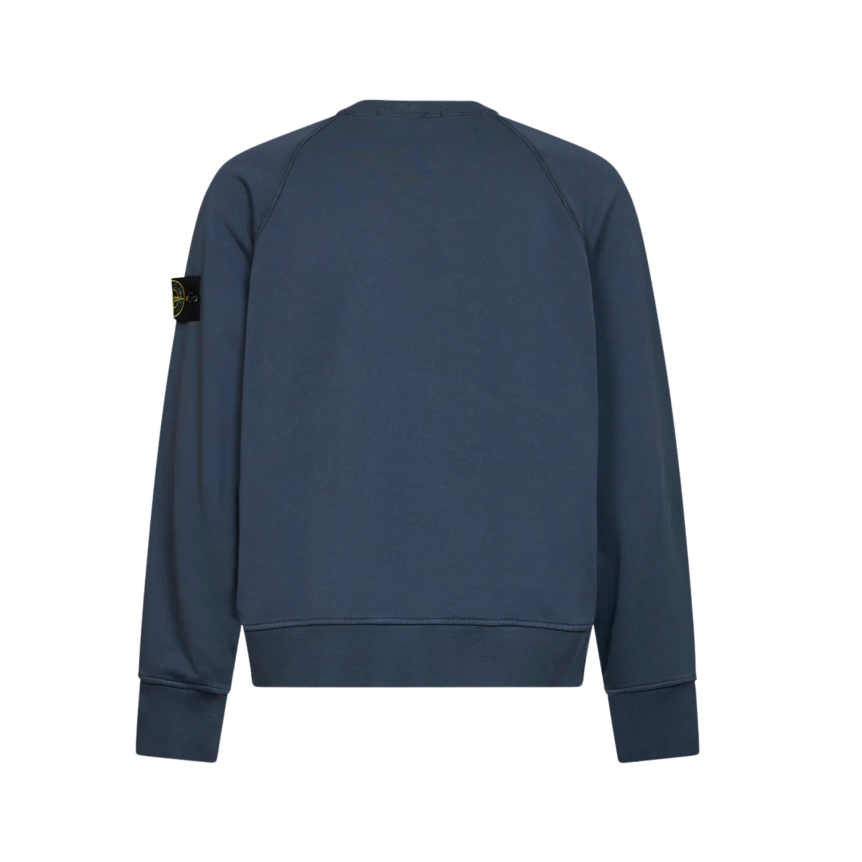 Sweat-shirt ras-du-cou STONE ISLAND oversize manche raglan en molleton de coton bio bleu ardoise