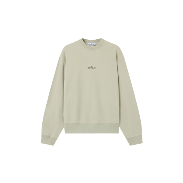 Sweat-shirt ras-du-cou STONE ISLAND oversize coton beige avec imprimé « Blurred Compass » flouté dos