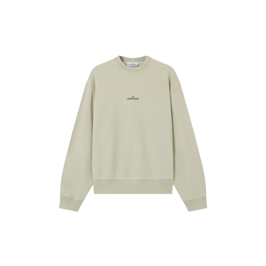Sweat-shirt ras-du-cou STONE ISLAND oversize coton beige avec imprimé « Blurred Compass » flouté dos