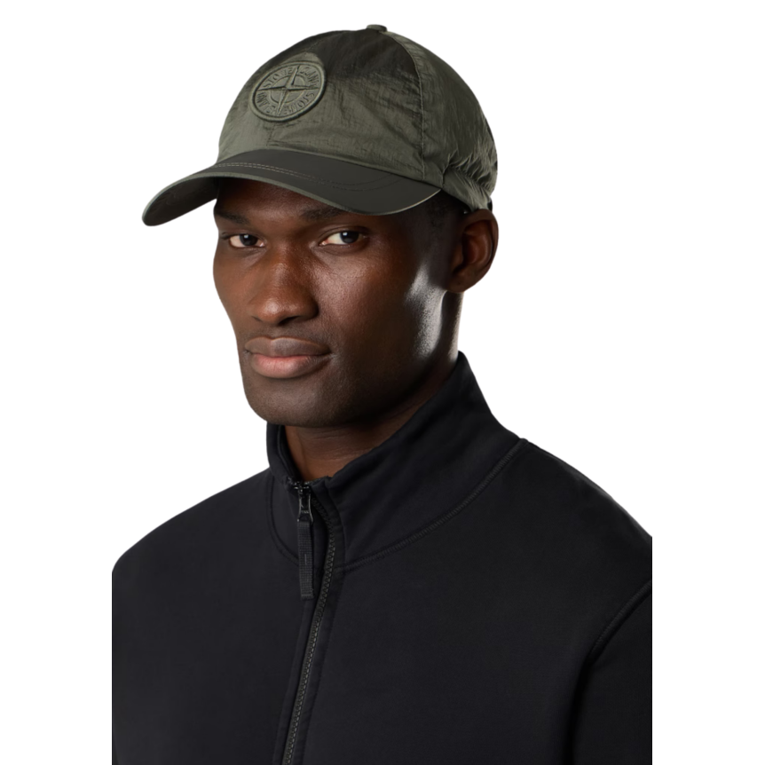 Casquette STONE ISLAND nylon ECONYL® kaki broderie logo Compass