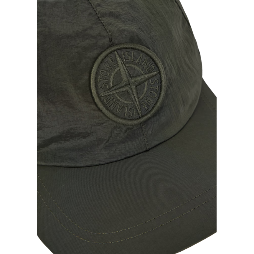 Casquette STONE ISLAND nylon ECONYL® kaki broderie logo Compass