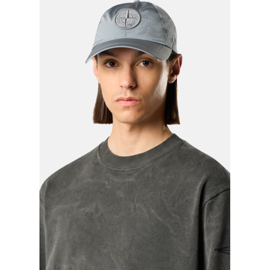 Casquette STONE ISLAND nylon ECONYL® gris cendré broderie logo Compass