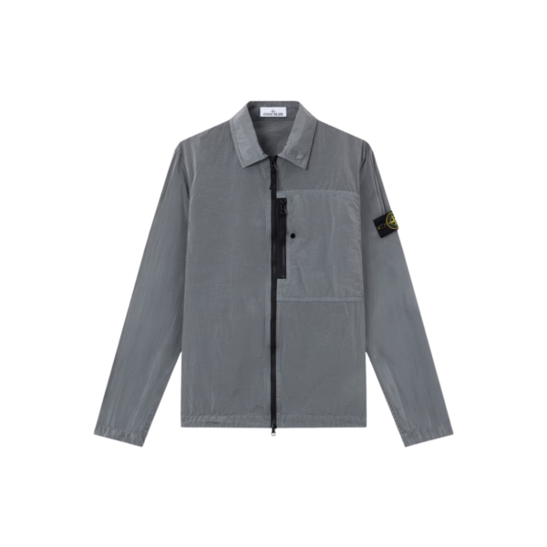 Veste Sur chemise STONE ISLAND zippée en Nylon Metal gris cendré